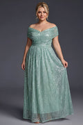 Green Curveins Plus Size V Neck Sequin Maxi Dress