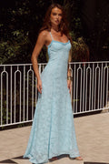 Ellerby Frill Trim Maxi Dress Sky Blue