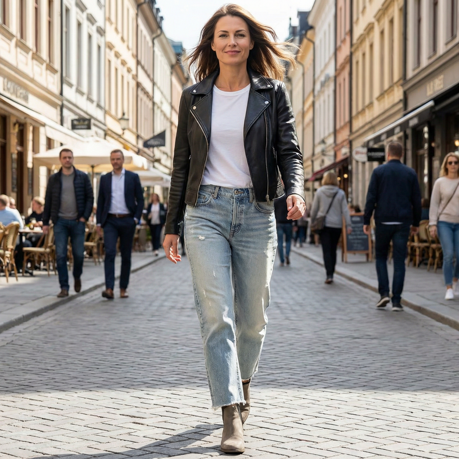Davina - Retro Cropped Straight-Leg Jeans