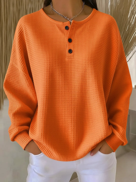 Mary – Casual Waffle Knit Sweatshirt