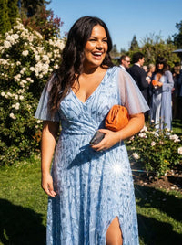 Pretty Alix Plus Size Short Sleeves Sequin High Low V Neck Midi Formal
