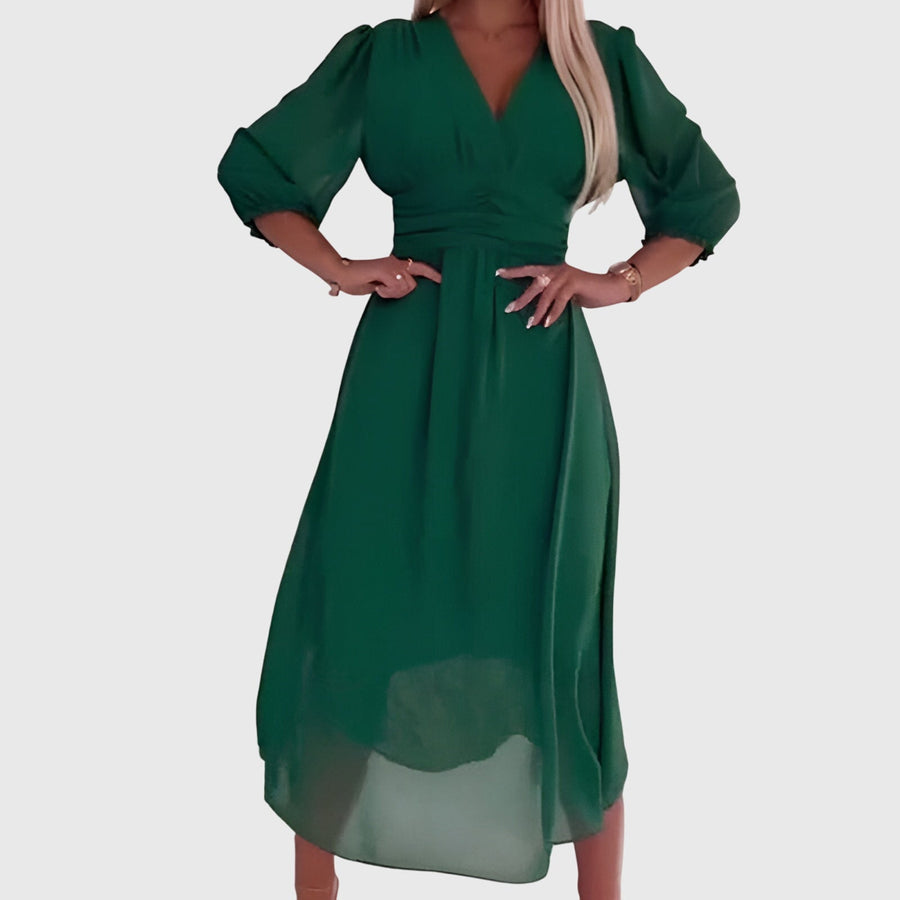 Chloe | Lightweight Silky Chiffon Dress Green