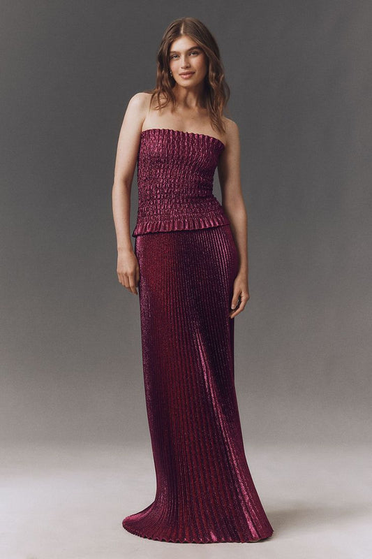 L'Idee Maya Strapless Pleated Gown