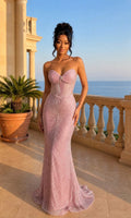 Strapless Long Beaded Formal Dress: Chicas Rose XLarge