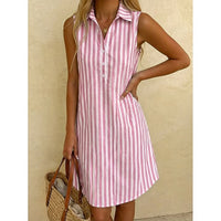 Women's Knee Length Dress Shirt Dress Casual Dress Striped Dress