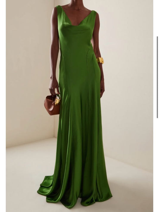 Anna Quan Dress Anna Quan Keira Dress Satin Fern Green Color: Green