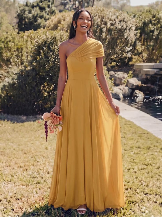 Missacc Gold Bridesmaid Unique A Line Off The Shoulder Sleeveless