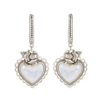 Vintage Heart White Mother of Pearl Earrings