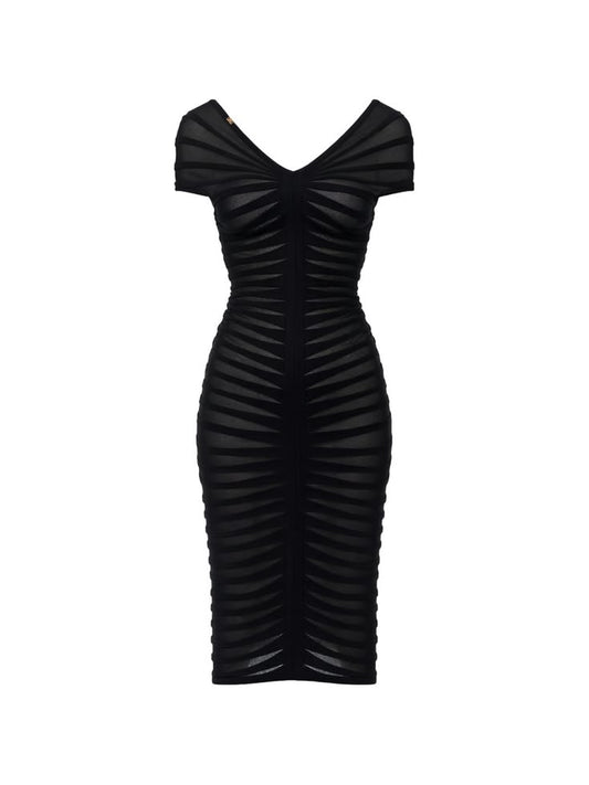 Elisabetta Franchi Slim Fit Midi Dress Black