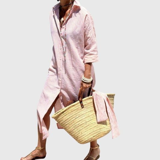 Ellen | Classic Striped Dress Pink