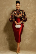 Xpluswear Design Plus Size Mother Of The Bride Burgundy Graphic Mock