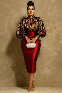 Xpluswear Design Plus Size Mother Of The Bride Burgundy Graphic Mock
