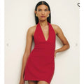 Baker Knit Halter Dress in Red