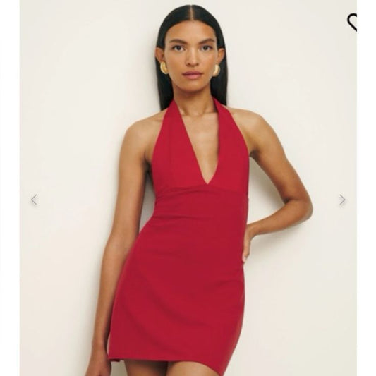 Baker Knit Halter Dress in Red