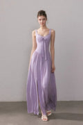 Lace Knit Cami Slit Flowy Maxi Dress