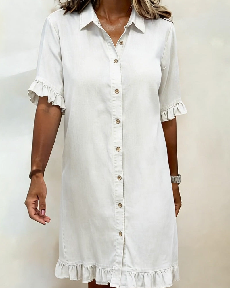 Georgie - Flattering Ruched Denim Dress