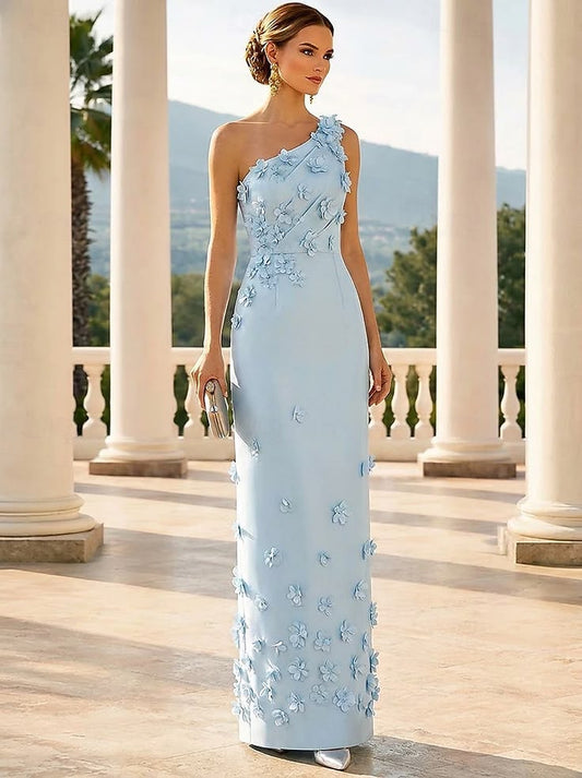 Sheath Column Floor Length Evening Gown Formal Dress Elegant Floral