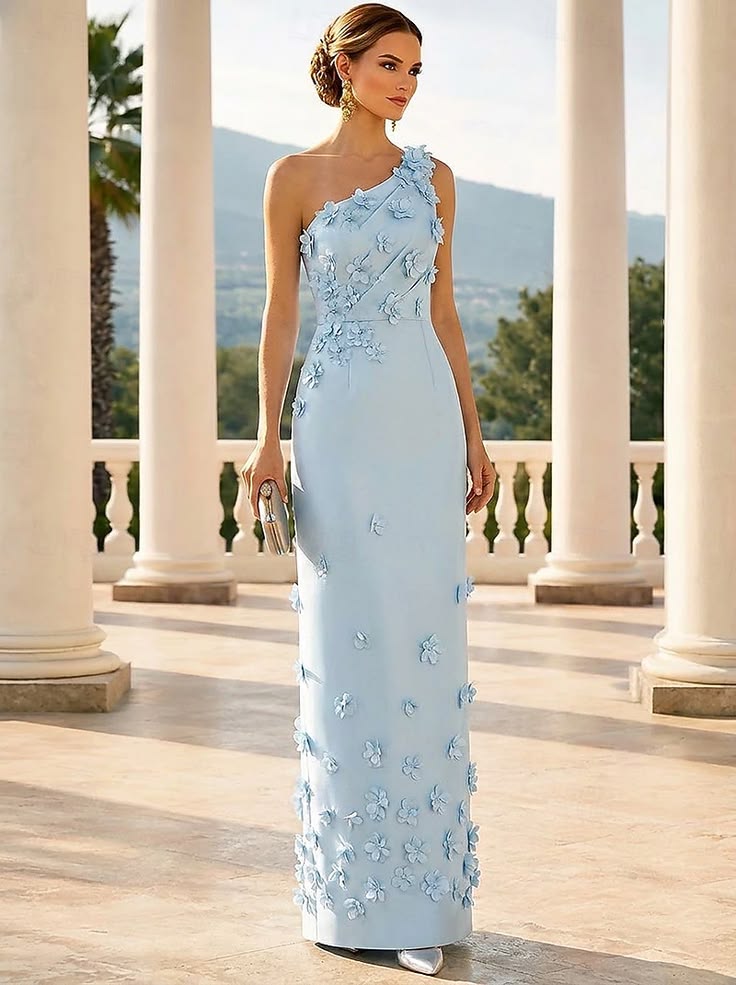 Sheath Column Floor Length Evening Gown Formal Dress Elegant Floral