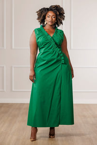 Sage Wrap Slit Dress Green Small