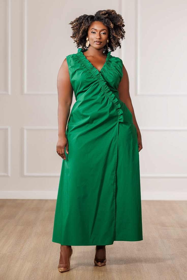 Sage Wrap Slit Dress Green Small
