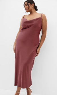 Satin Slip Dress Choc Cherry