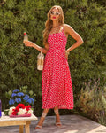 Petal Days Floral Midi Dress in Red - Size Large, Rayon/Nylon, VICI