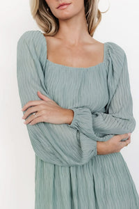 Dalton Pleated Midi Dress Light Sage