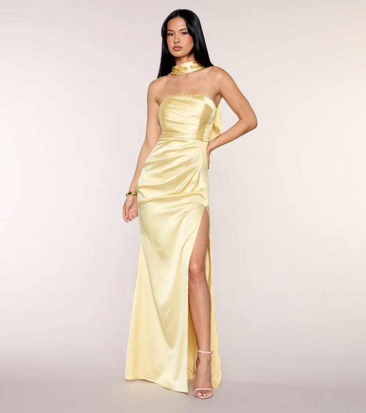 Jordan Satin Formal Dress With Scarf