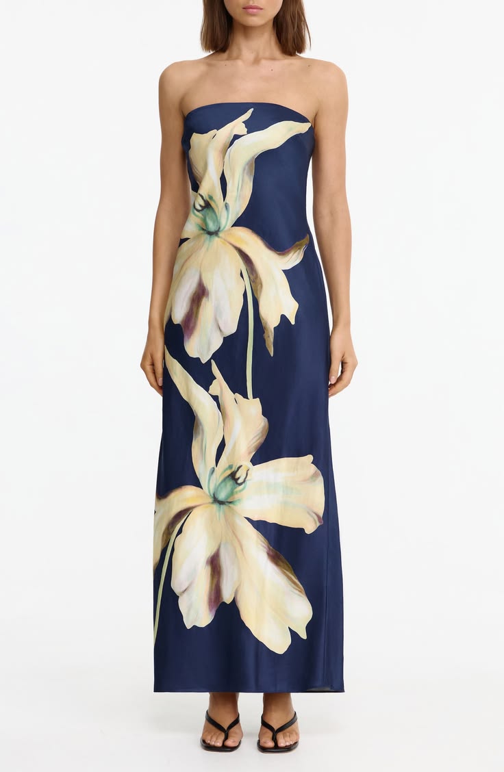 Mora Floral Print Strapless Dress (Women)