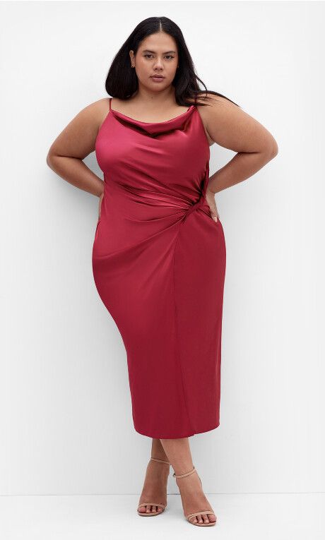 Adelina Twist Slip Dress Raspberry
