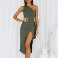 Dress Olive Green Midi Dress Color: Green Size: M