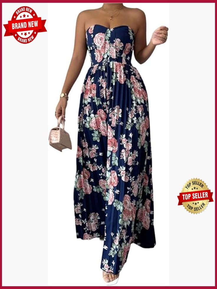 Floral Jacquard Tube Dress Sleeveless Pleated A Line Midi Color: Blue