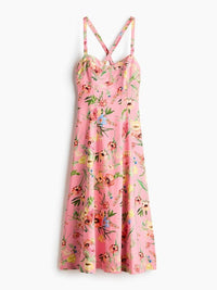 H&M Dress H&M Pink Floral Flare Dress Color: Green Pink Size: Xl