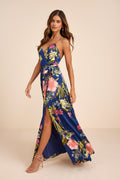 Still The One Blue Floral Print Satin Maxi Dress