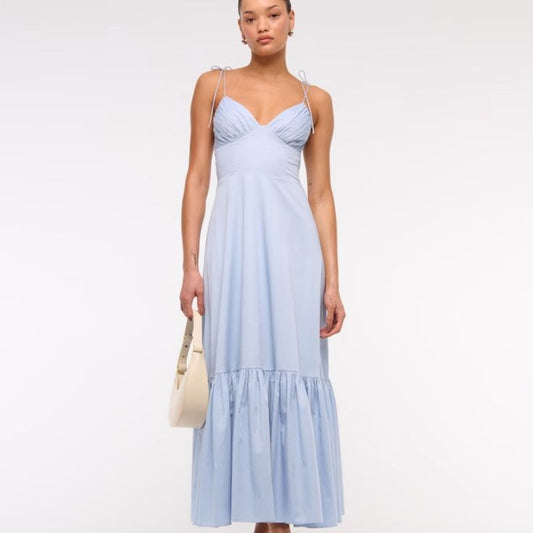 & Fitch Dress & Fitch Tie Spaghetti Strap Tiered Maxi Dress Sundress