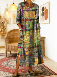 Thessaly - Ethnic Patchwork Denim Dress