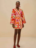 Butterfly Sleeve Chiffon Dress Red