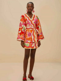 Butterfly Sleeve Chiffon Dress Red