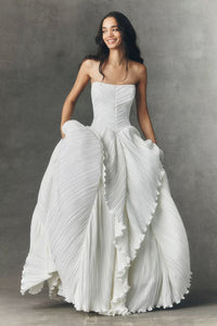 BHLDN Eleonara Strapless Pleated Fit & Flare Wedding Gown