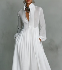 Elisse - Maxi Minimalist Cotton & Linen Dress