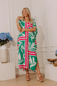 Coastal Cabana Caftan Midi Dress