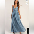 Dress Effortless Evening Slat Blue Sleeveless Maxi Dress Size M Nwt