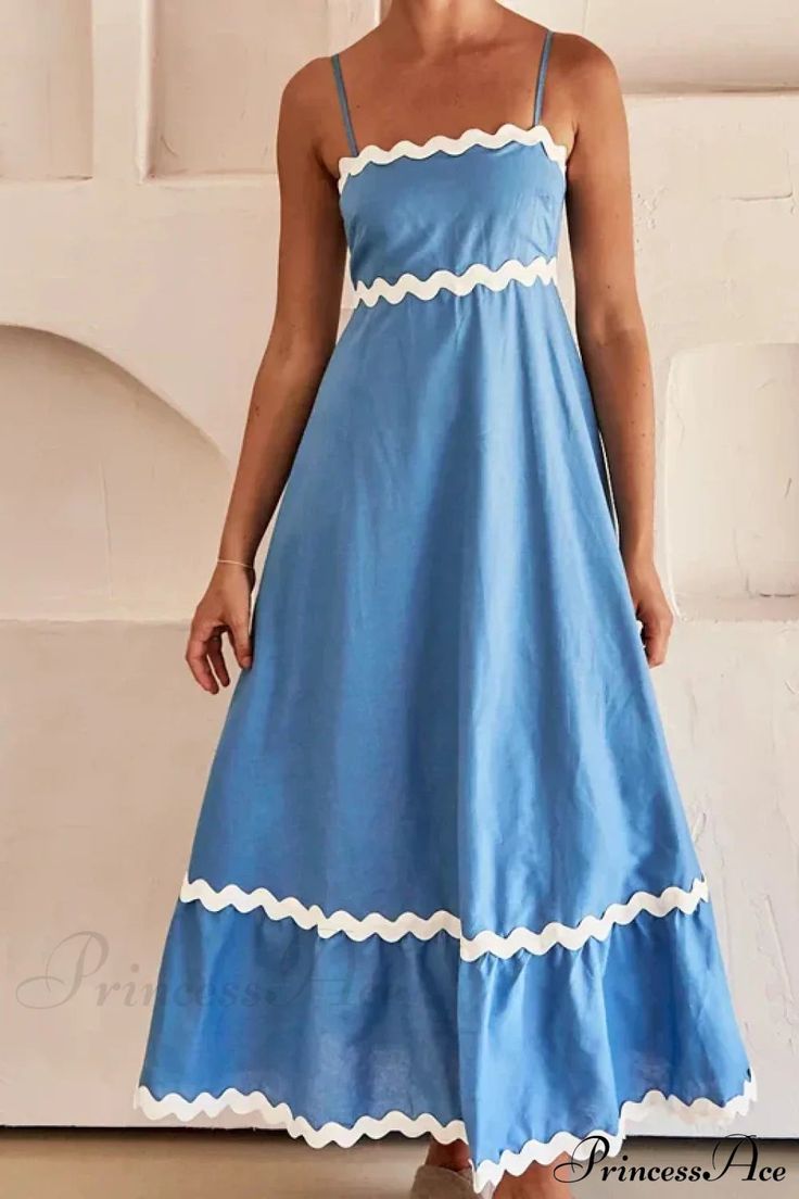 New Fashion Sexy Strapless Strap Women Long Boho Dress Blue S