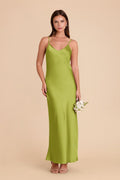 Grey Alice Matcha V Neck Satin Slip Dress
