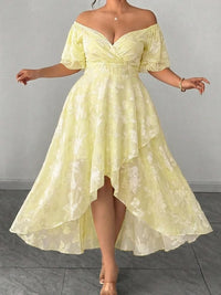 Moda Me Couture Dress Light Yellow Elegant Women's Plus Size Off