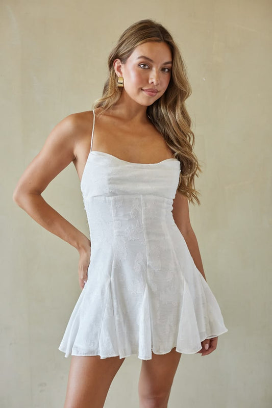 Shana Floral Babydoll Mini Dress White