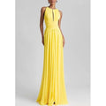 Beach Wedding A-Line Evening Gown Elegant Dress Formal Wedding Guest Floor Length Sleeveless Jewel Neck Chiffon with Rhi