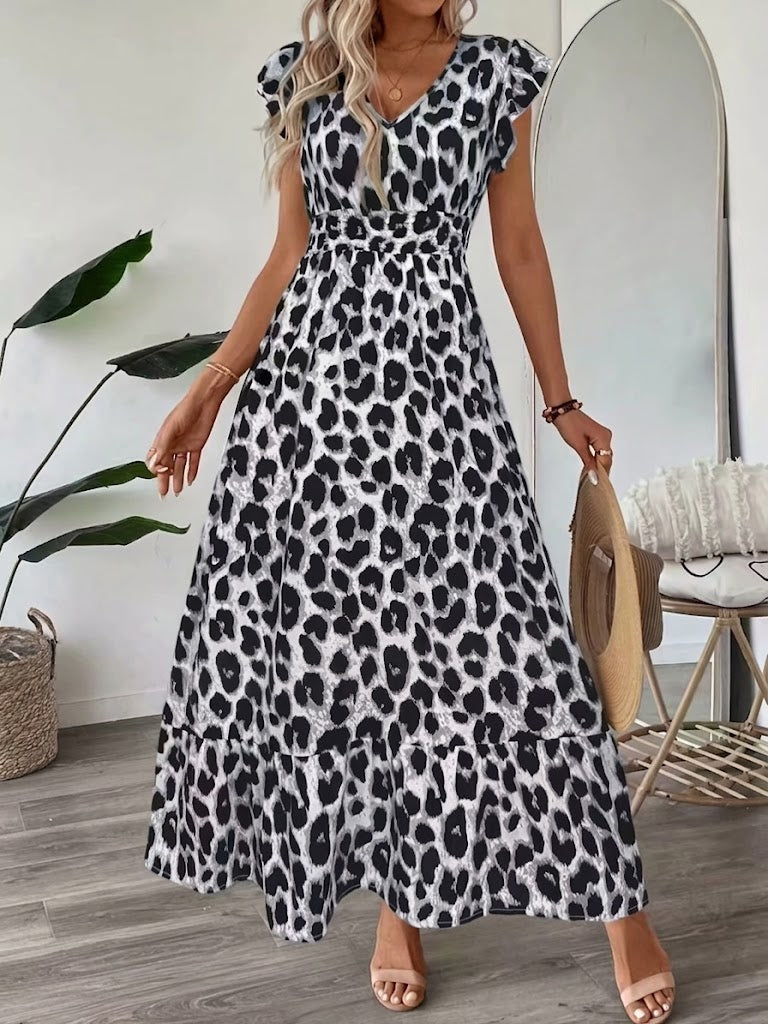 Serenella – Baroque Maxi Dress with V-Neckline