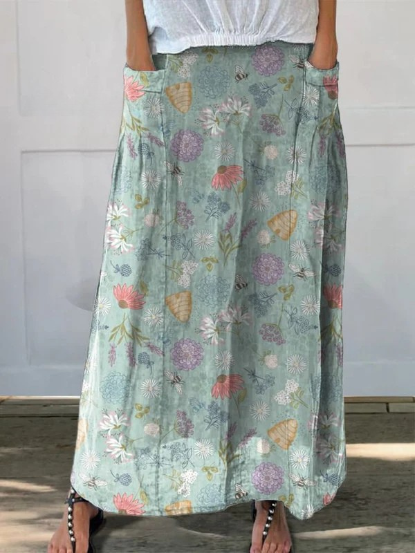 Beatrice | Women's Floral Print Elastic Waist Maxi Skirt