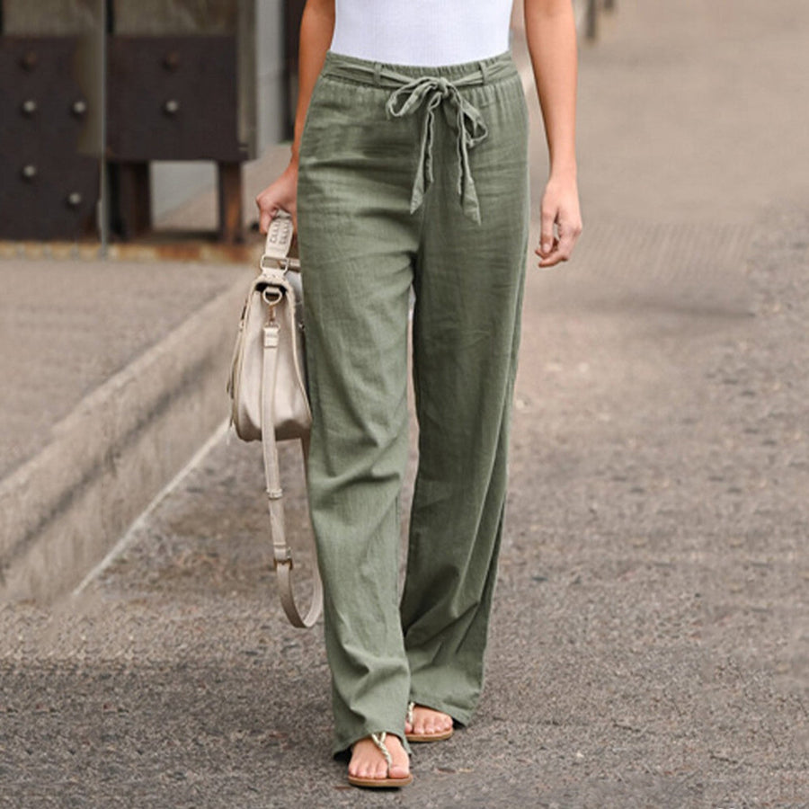 Beatrice | Women's Wide Leg Drawstring High Waist Pants